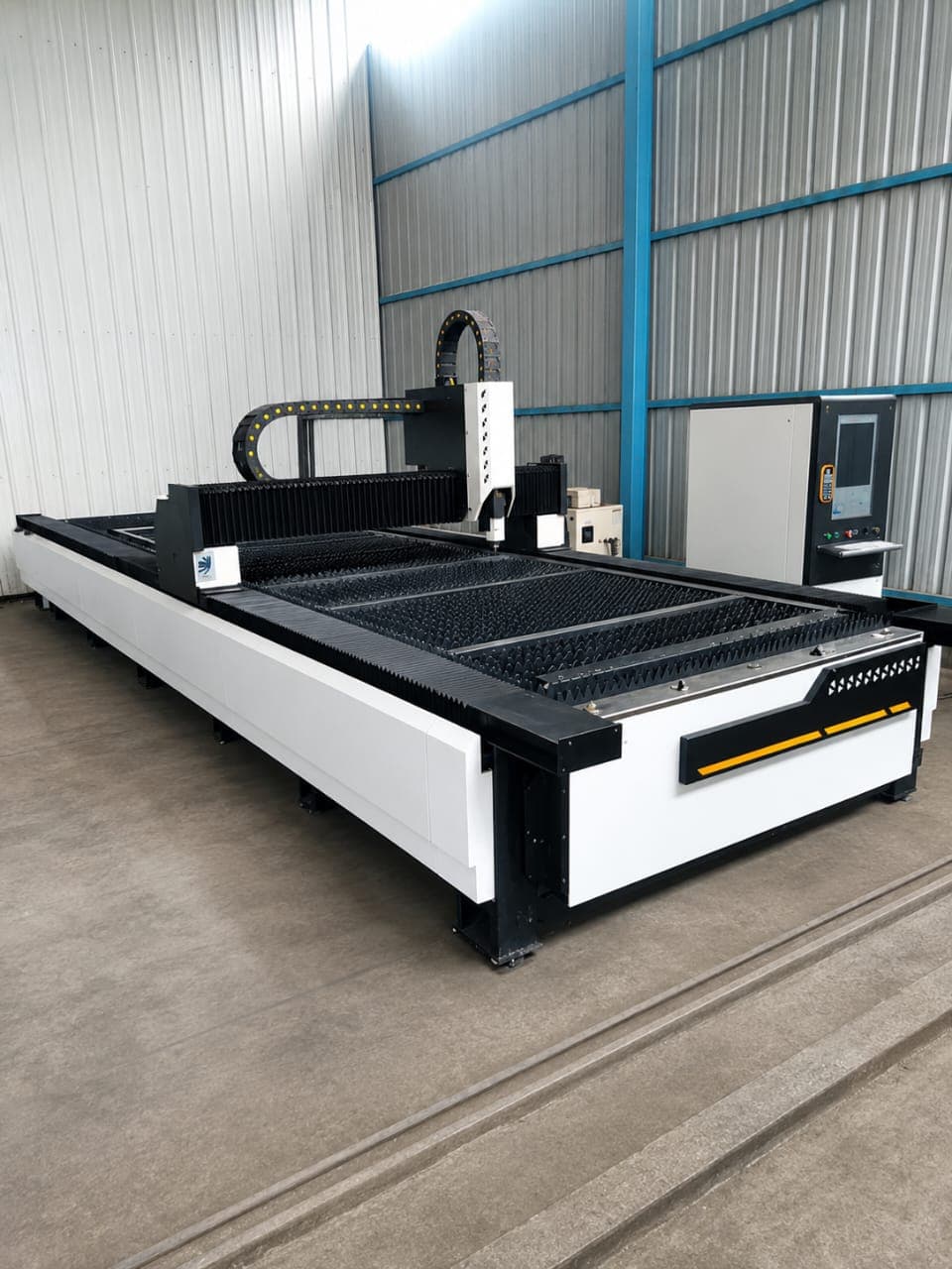 3KW Fiber Laser Cutting Machine with 1.5 x 6.5 metre bed, make Synergy Machine, installed at Noble Engineering